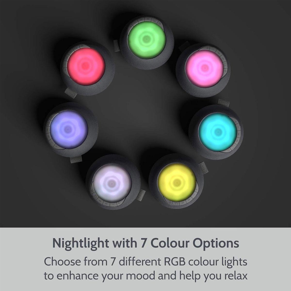 i-box Serene Portable White Noise Machine with Nightlight 15 Sounds 7-Colour RGB Light 2400mAh Rechargeable Battery - Grey