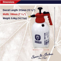 Spear & Jackson 2 Litre Pump Action Pressure Sprayer Adjustable Brass Nozzle Pressure Release Valve White and Red