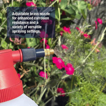 Spear & Jackson 2 Litre Pump Action Pressure Sprayer Adjustable Brass Nozzle Pressure Release Valve White and Red