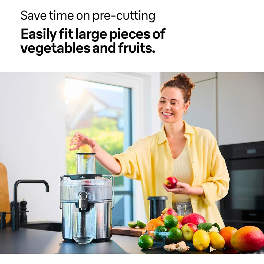 Braun MultiJuice 7 Electric Juicer 1000W ColdXtract Technology 75mm Feed Tube 2L Pulp Container Grey