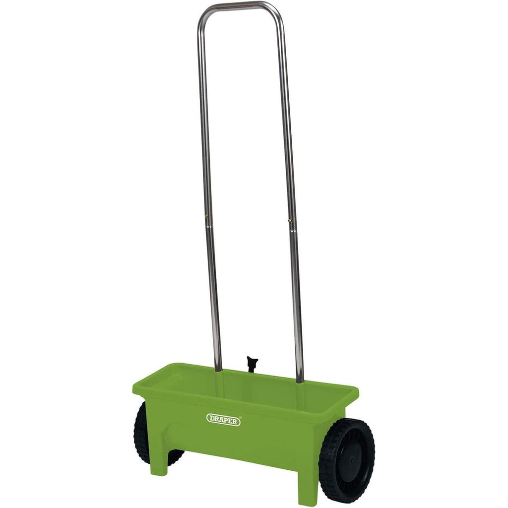 Draper Rotary Seed Spreader 12L Capacity Adjustable Spread Rate Polypropylene Hopper Aluminium Frame Green