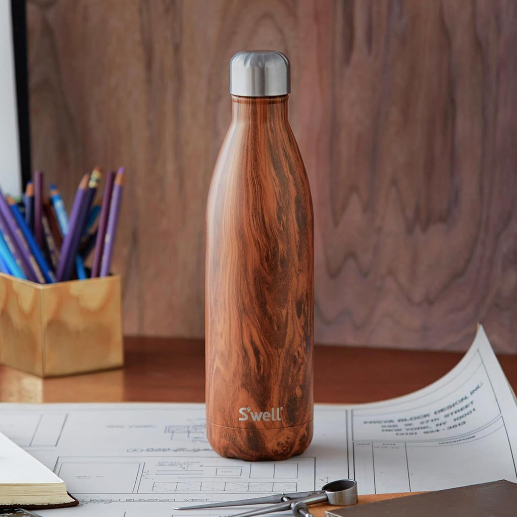 S'well Teakwood Vacuum Insulated Water Bottle 500ml
