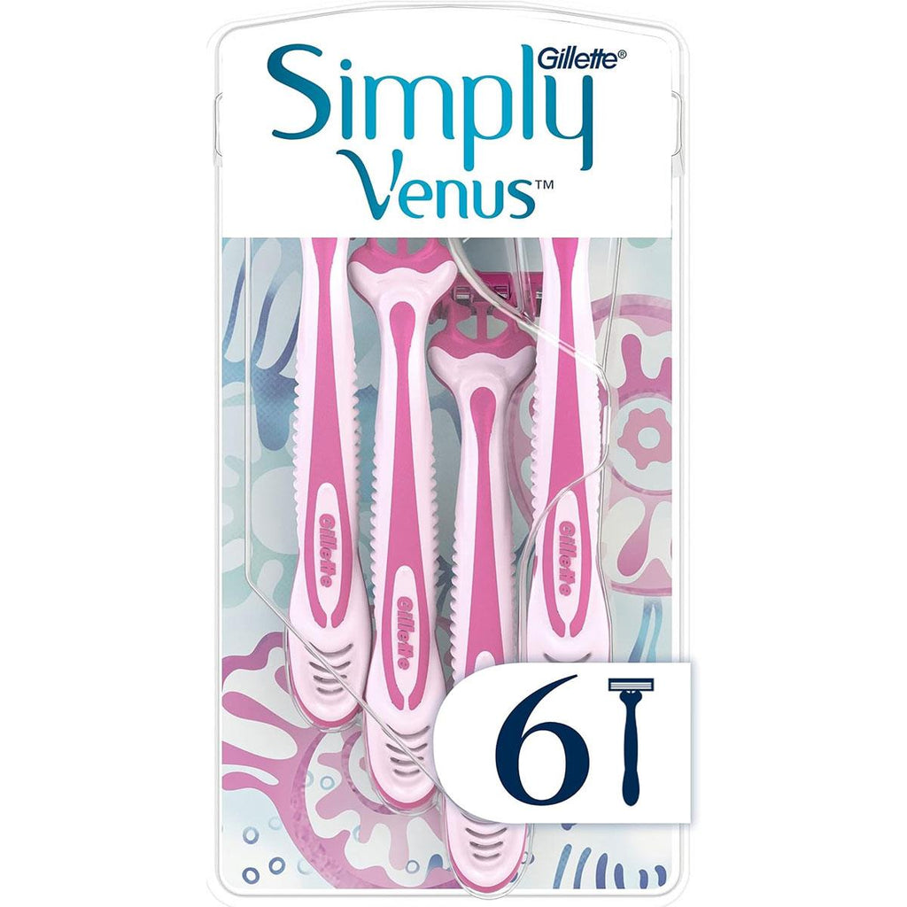 Gillette Simply Venus 3 Disposable Women's Razors 3-Blade Lubricating Strip Pack of 6