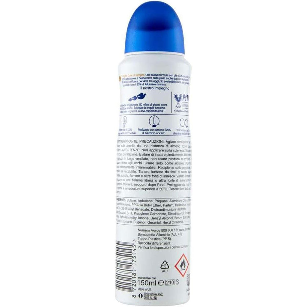 Dove Original Women's Anti-Perspirant Deodorant Spray 150ml Moisturising Formula