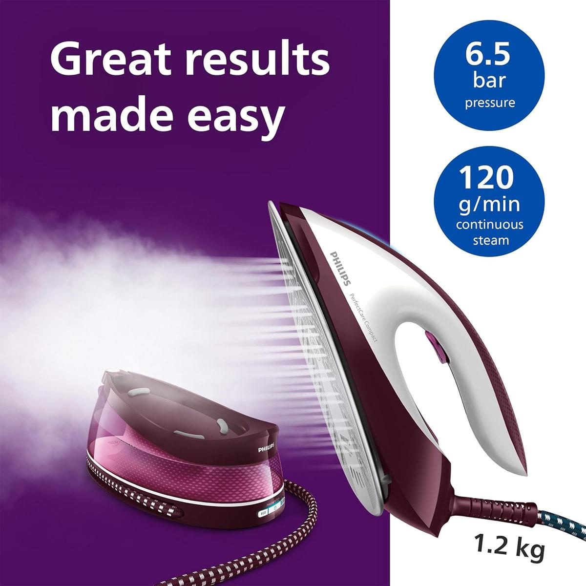 Philips Perfect Care Compact Steam Generator Iron Burgundy/White