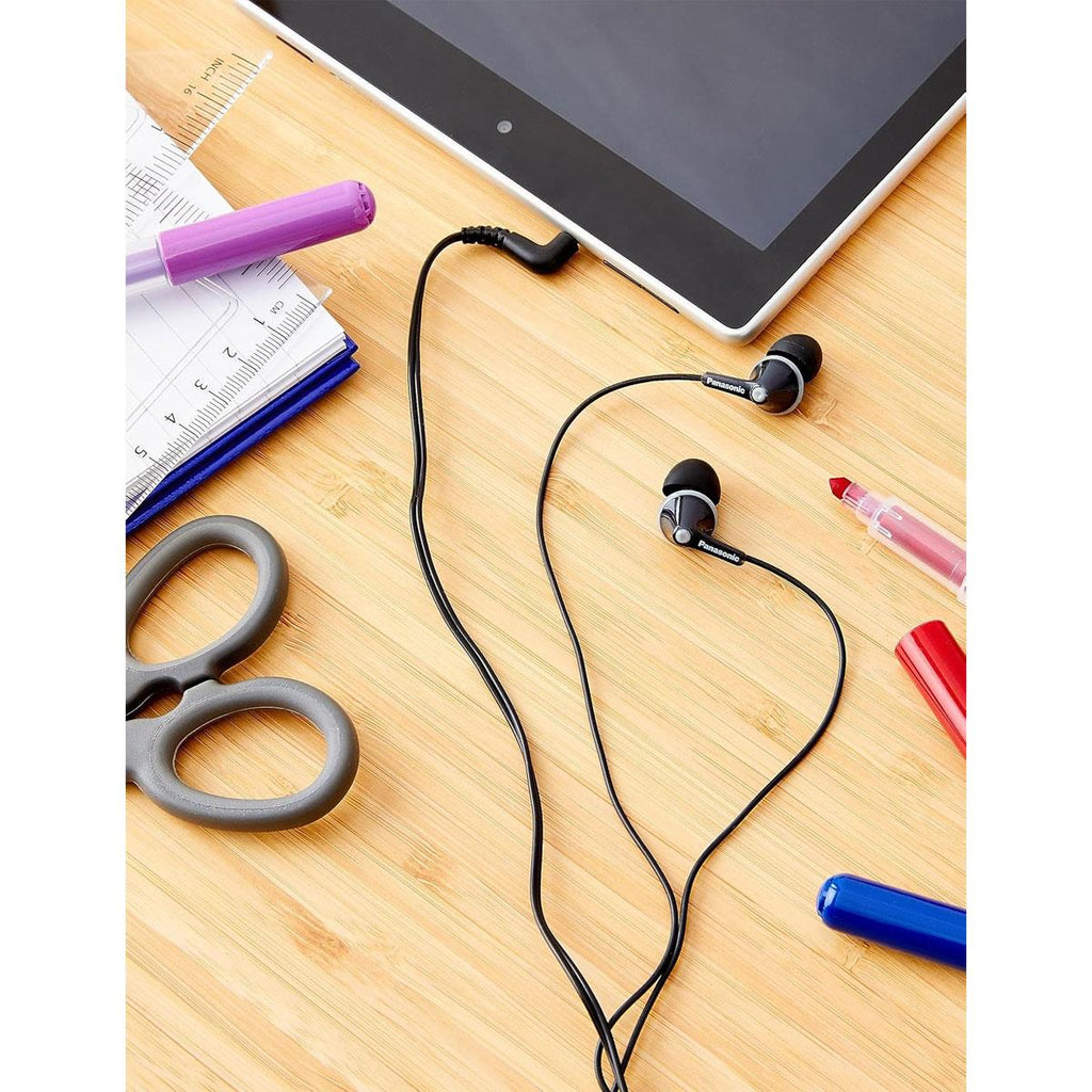 Panasonic Wired In-Ear Earphones 9mm Dynamic Drivers 3.5mm Jack 1.1m Cable Black