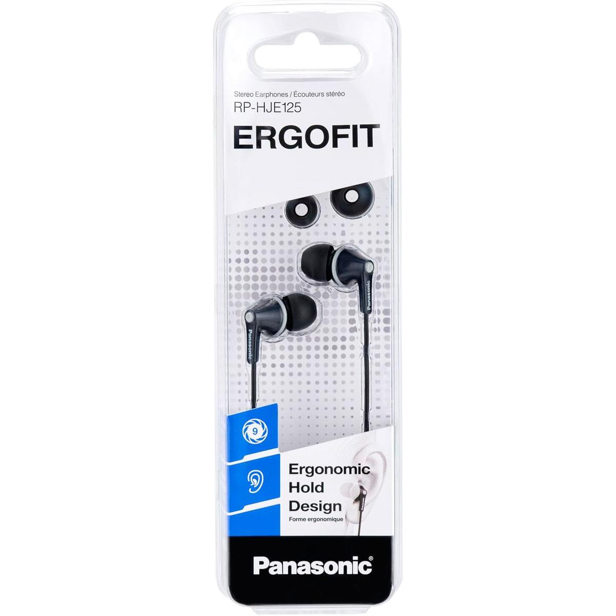 Panasonic Wired In-Ear Earphones 9mm Dynamic Drivers 3.5mm Jack 1.1m Cable Black