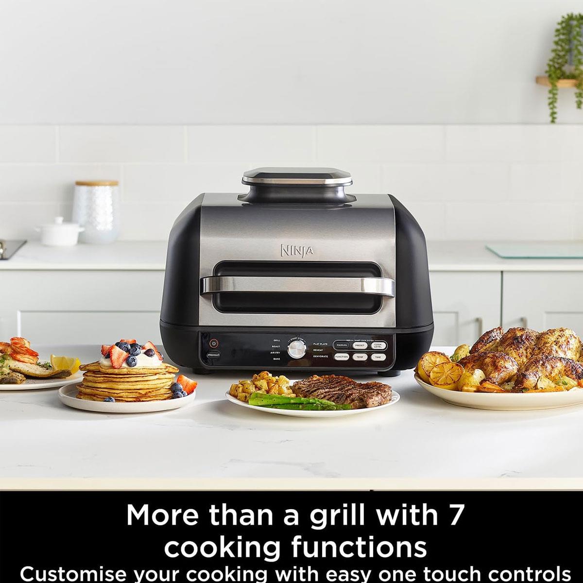 Ninja Foodi MAX Pro Health Grill Flat Plate and Air Fryer 2460W 3.8L 7 Cooking Functions Black/Silver