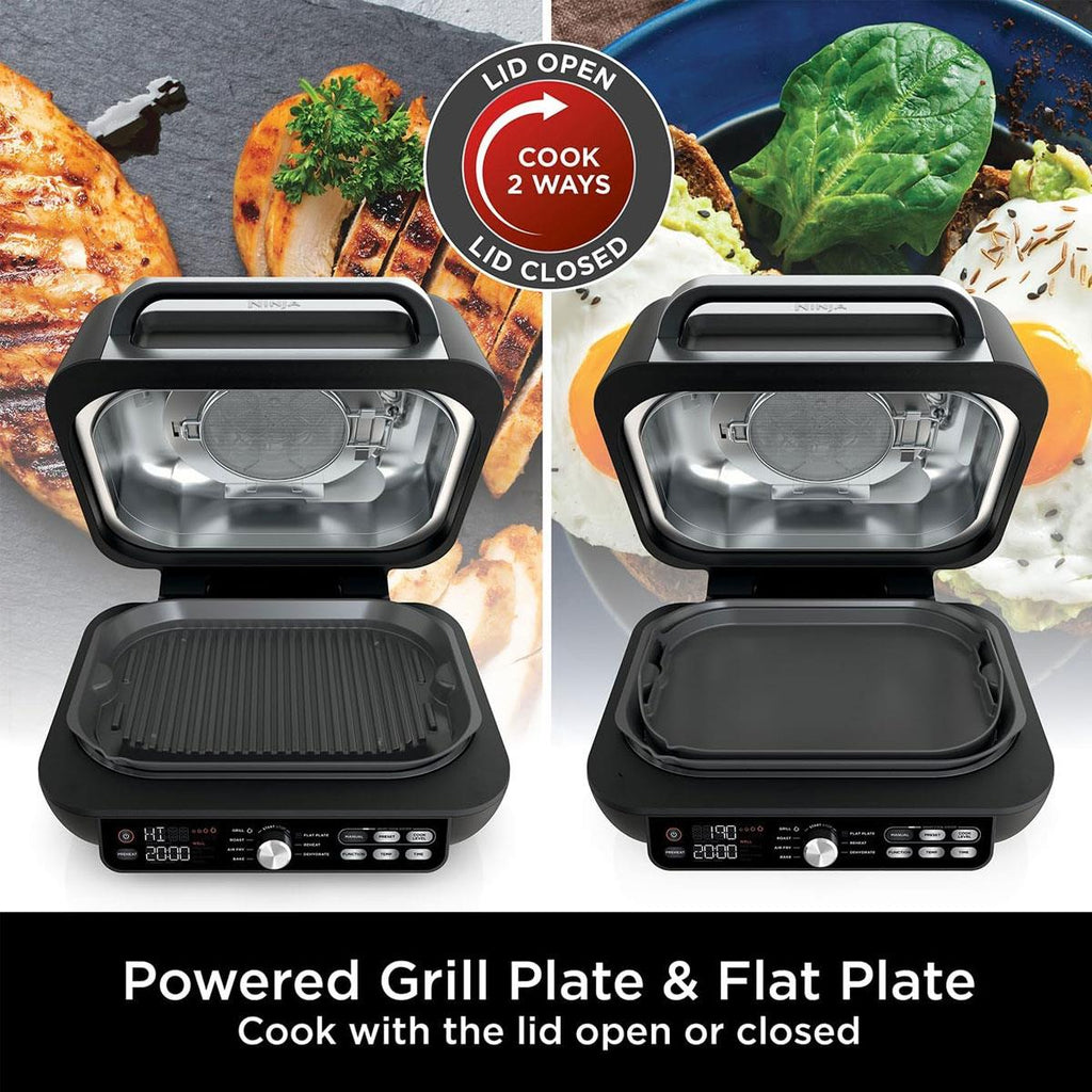 Ninja Foodi MAX Pro Health Grill Flat Plate and Air Fryer 2460W 3.8L 7 Cooking Functions Black/Silver