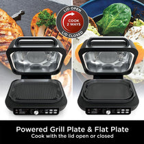 Ninja Foodi MAX Pro Health Grill Flat Plate and Air Fryer 2460W 3.8L 7 Cooking Functions Black/Silver
