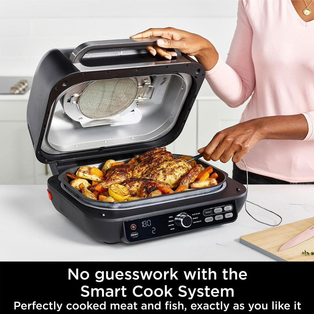 Ninja Foodi MAX Pro Health Grill Flat Plate and Air Fryer 2460W 3.8L 7 Cooking Functions Black/Silver