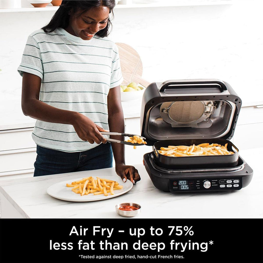 Ninja Foodi MAX Pro Health Grill Flat Plate and Air Fryer 2460W 3.8L 7 Cooking Functions Black/Silver