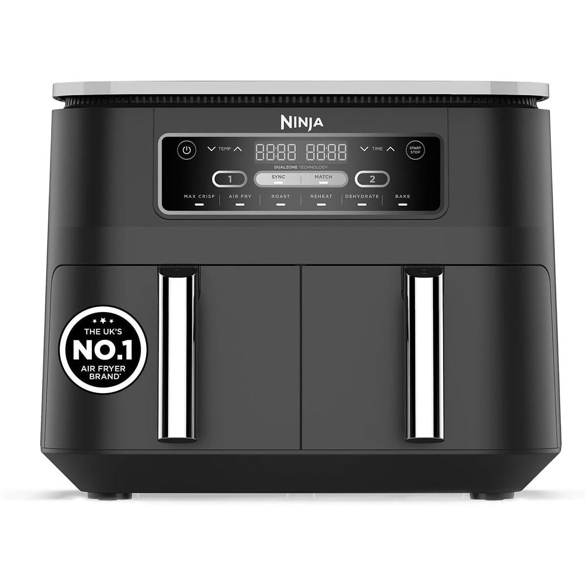 Ninja Foodi Dual Zone Air Fryer 7.6L 2400W 6 Cooking Functions 2 Drawers Black