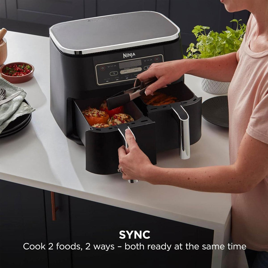 Ninja Foodi Dual Zone Air Fryer 7.6L 2400W 6 Cooking Functions 2 Drawers Black