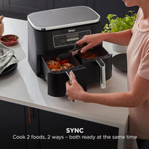 Ninja Foodi Dual Zone Air Fryer 7.6L 2400W 6 Cooking Functions 2 Drawers Black