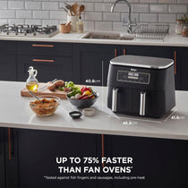 Ninja Foodi Dual Zone Air Fryer 7.6L 2400W 6 Cooking Functions 2 Drawers Black