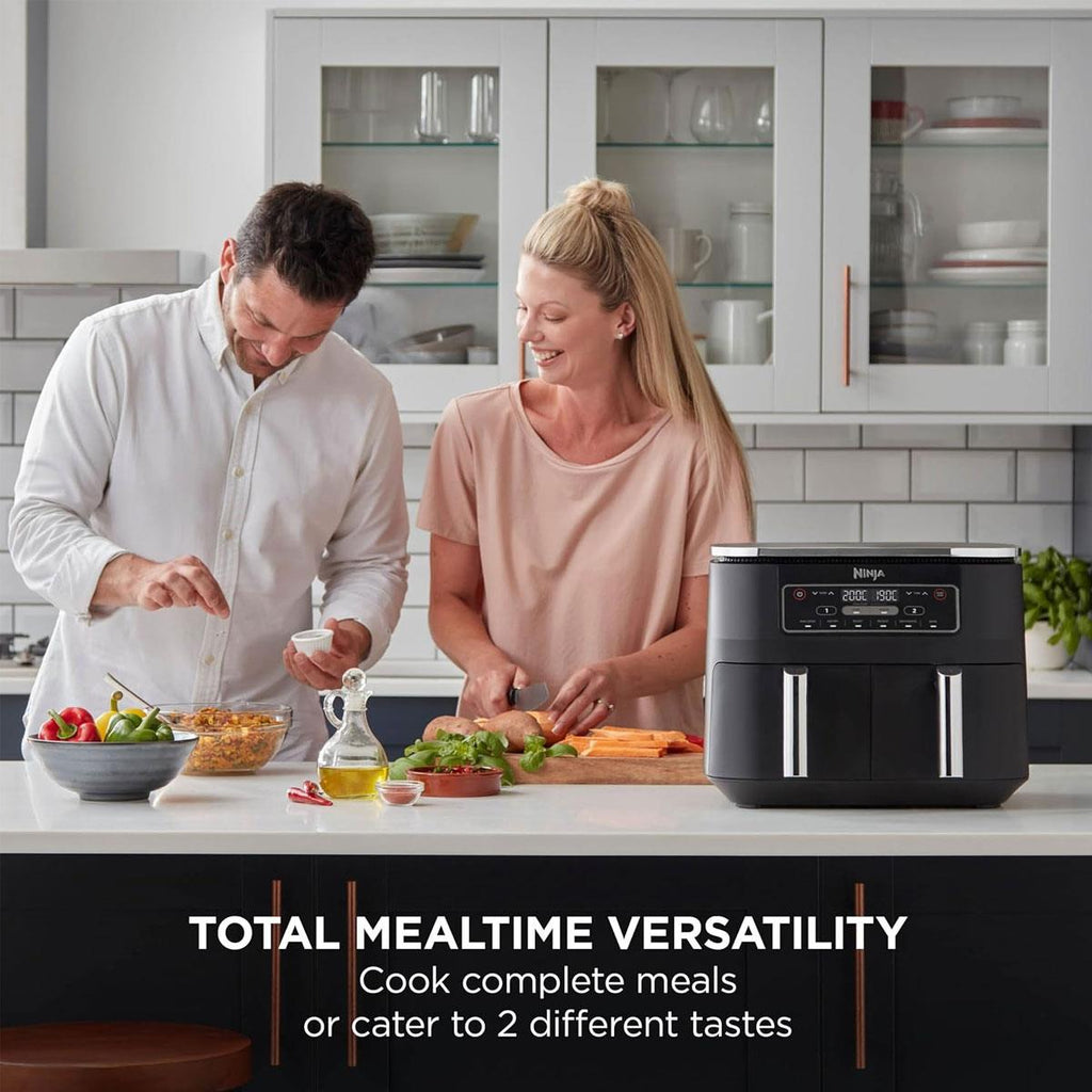 Ninja Foodi Dual Zone Air Fryer 7.6L 2400W 6 Cooking Functions 2 Drawers Black