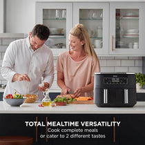 Ninja Foodi Dual Zone Air Fryer 7.6L 2400W 6 Cooking Functions 2 Drawers Black