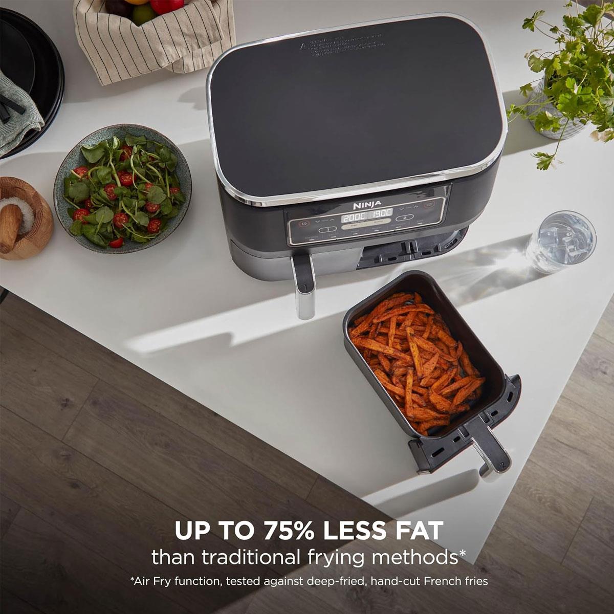Ninja Foodi Dual Zone Air Fryer 7.6L 2400W 6 Cooking Functions 2 Drawers Black