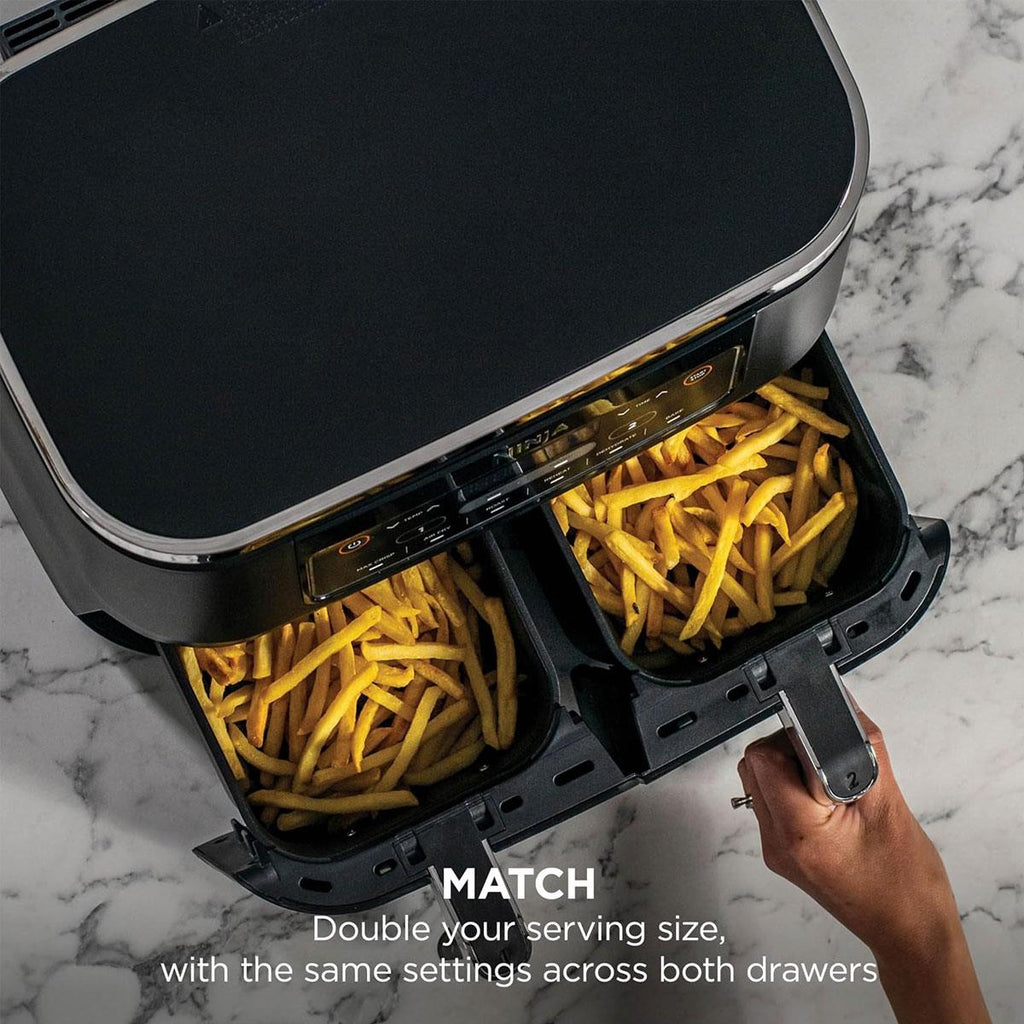 Ninja Foodi Dual Zone Air Fryer 7.6L 2400W 6 Cooking Functions 2 Drawers Black