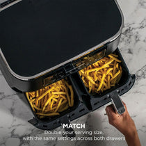 Ninja Foodi Dual Zone Air Fryer 7.6L 2400W 6 Cooking Functions 2 Drawers Black