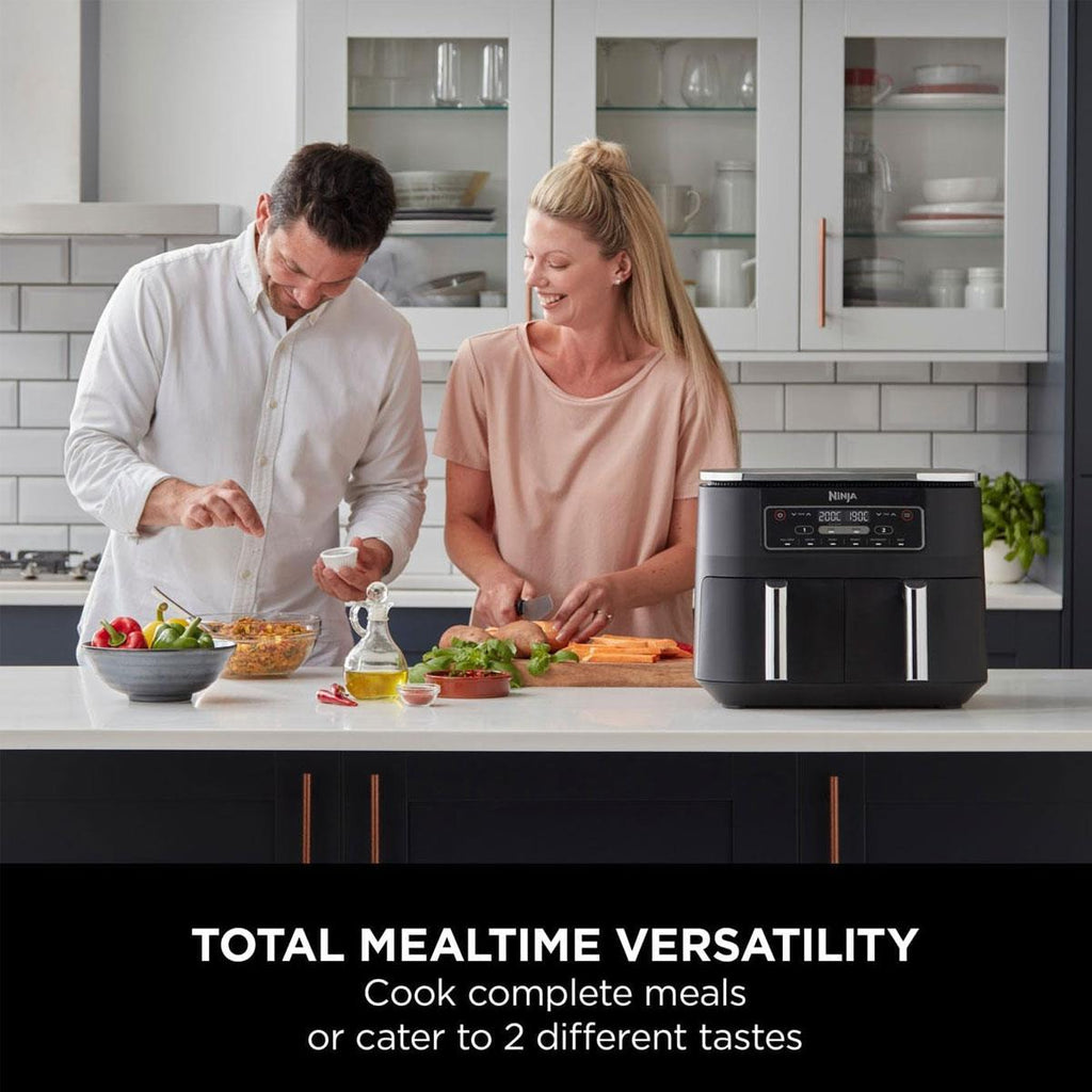 Ninja Foodi Dual Zone Air Fryer 7.6L 2400W 6 Cooking Functions 2 Drawers Black
