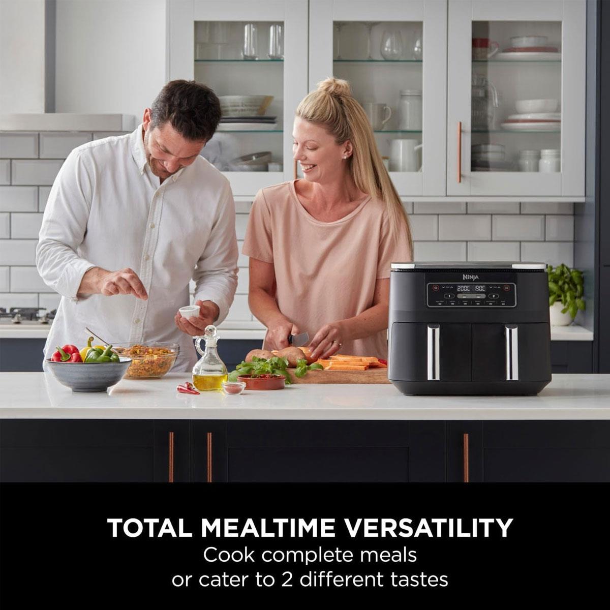Ninja Foodi Dual Zone Air Fryer 7.6L 2400W 6 Cooking Functions 2 Drawers Black