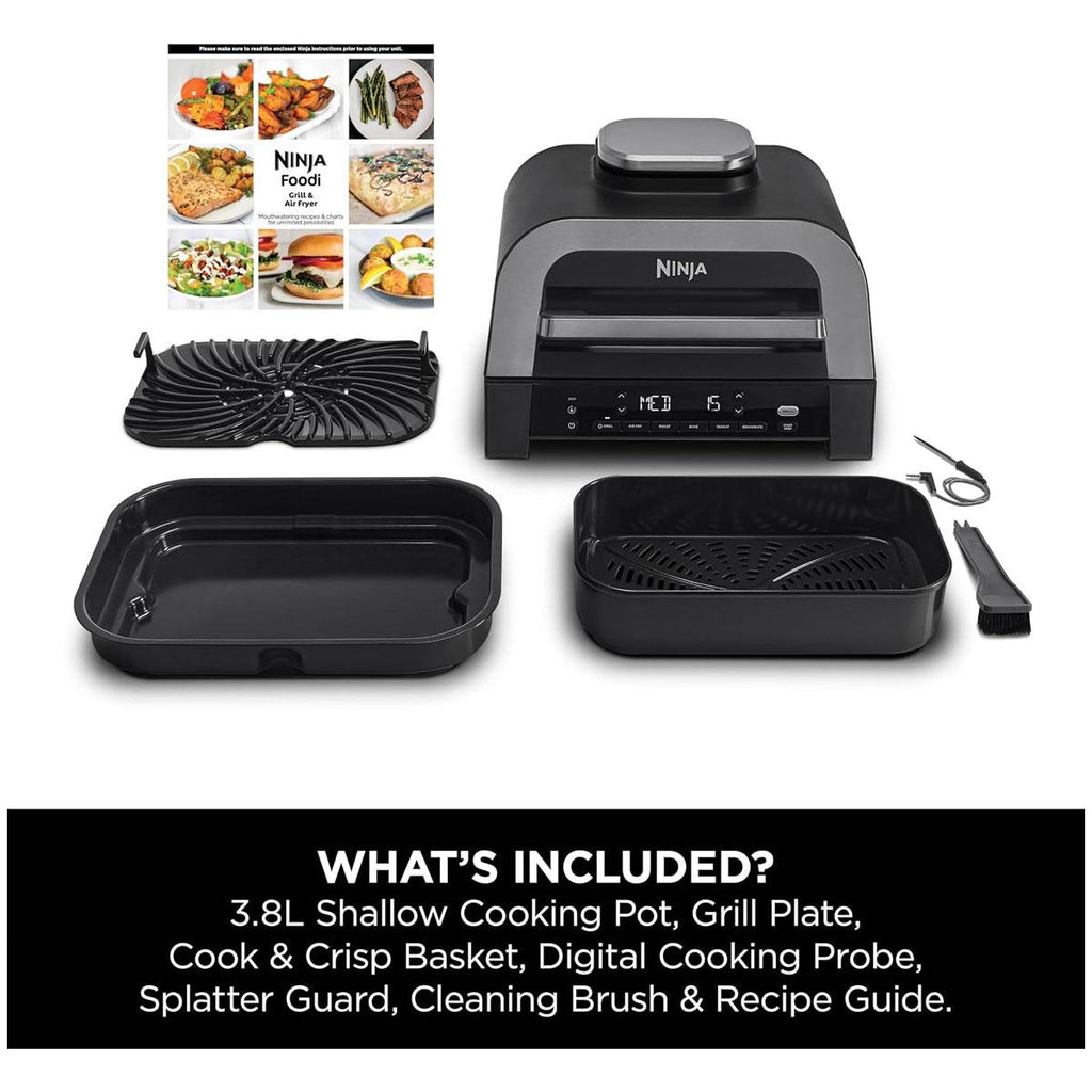 Ninja Foodi 6-in-1 MAX Indoor Grill and Air Fryer 3.8L 1760W Smart Cook Probe Grey/Silver