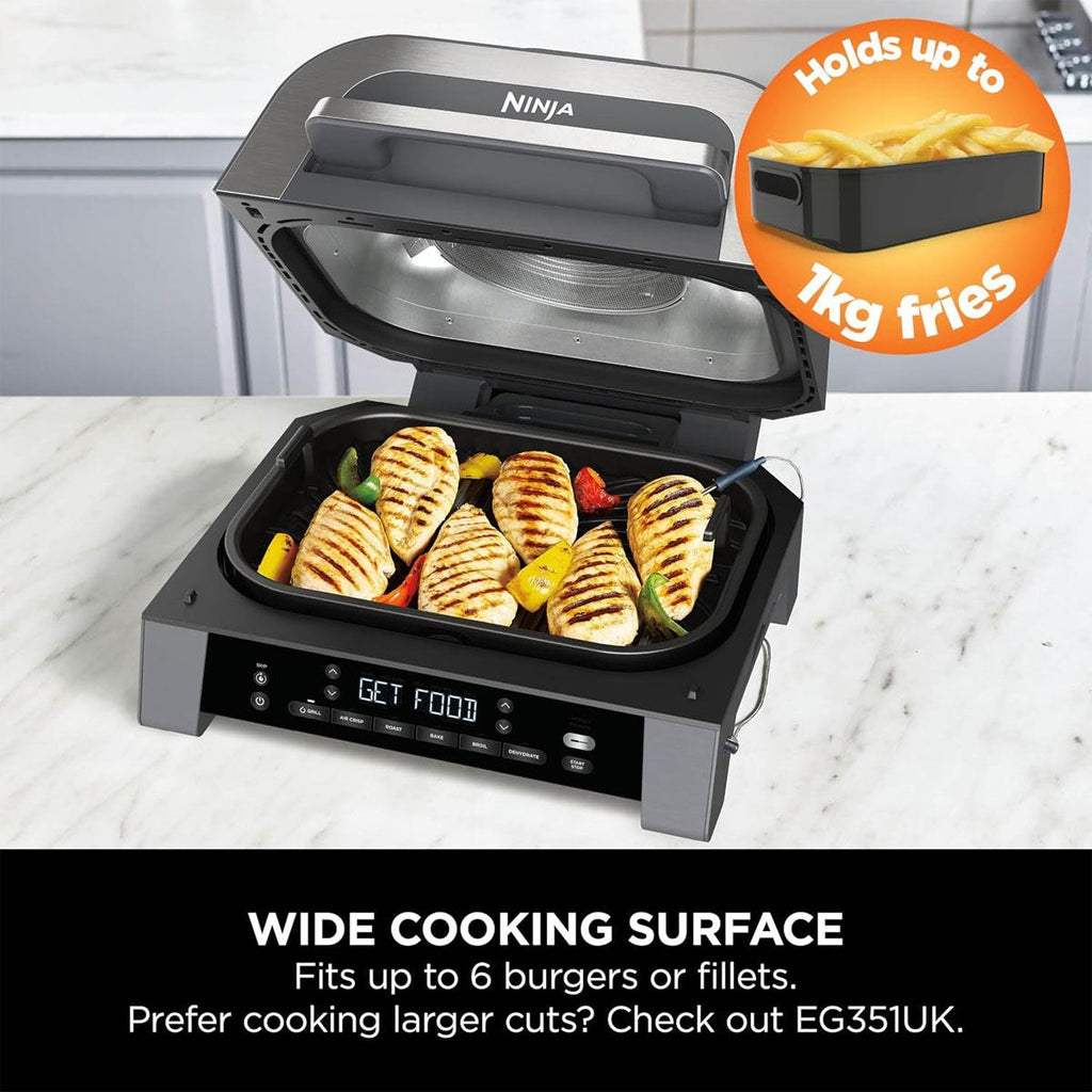 Ninja Foodi 6-in-1 MAX Indoor Grill and Air Fryer 3.8L 1760W Smart Cook Probe Grey/Silver