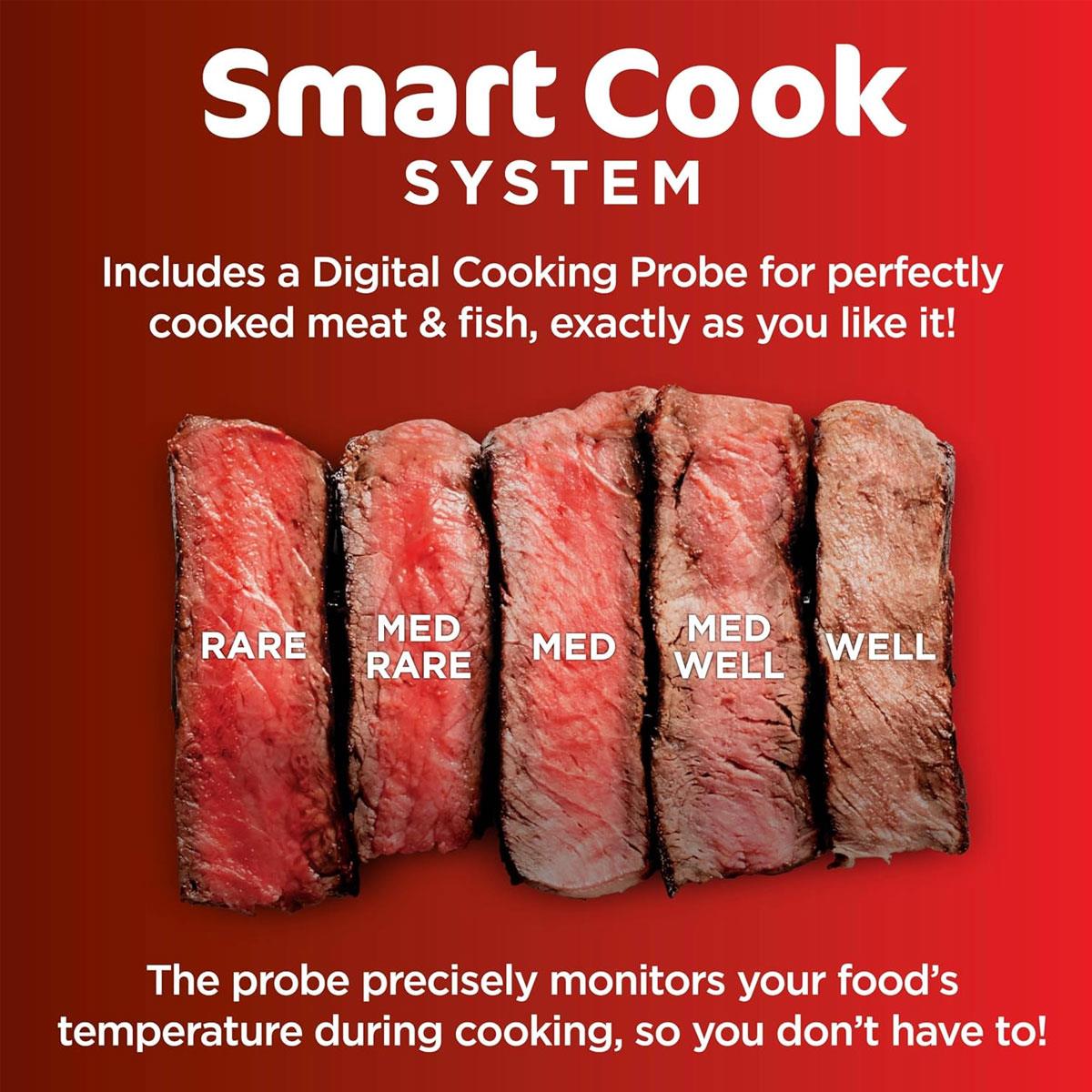 Ninja Foodi 6-in-1 MAX Indoor Grill and Air Fryer 3.8L 1760W Smart Cook Probe Grey/Silver