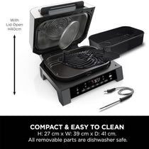 Ninja Foodi 6-in-1 MAX Indoor Grill and Air Fryer 3.8L 1760W Smart Cook Probe Grey/Silver