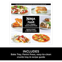 Ninja Foodi 3-in-1 Toaster Grill and Panini Press 2400W Stainless Steel 7 Cooking Functions