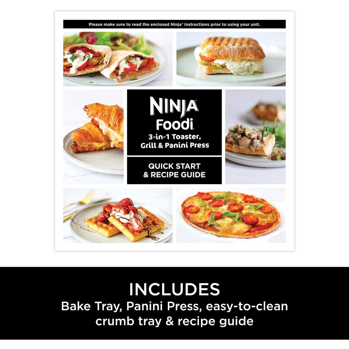 Ninja Foodi 3-in-1 Toaster Grill and Panini Press 2400W Stainless Steel 7 Cooking Functions