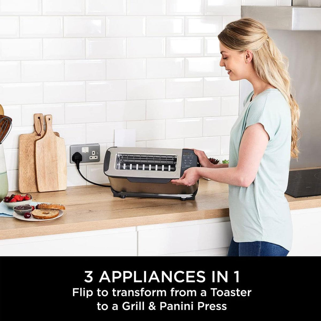 Ninja Foodi 3-in-1 Toaster Grill and Panini Press 2400W Stainless Steel 7 Cooking Functions