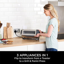 Ninja Foodi 3-in-1 Toaster Grill and Panini Press 2400W Stainless Steel 7 Cooking Functions