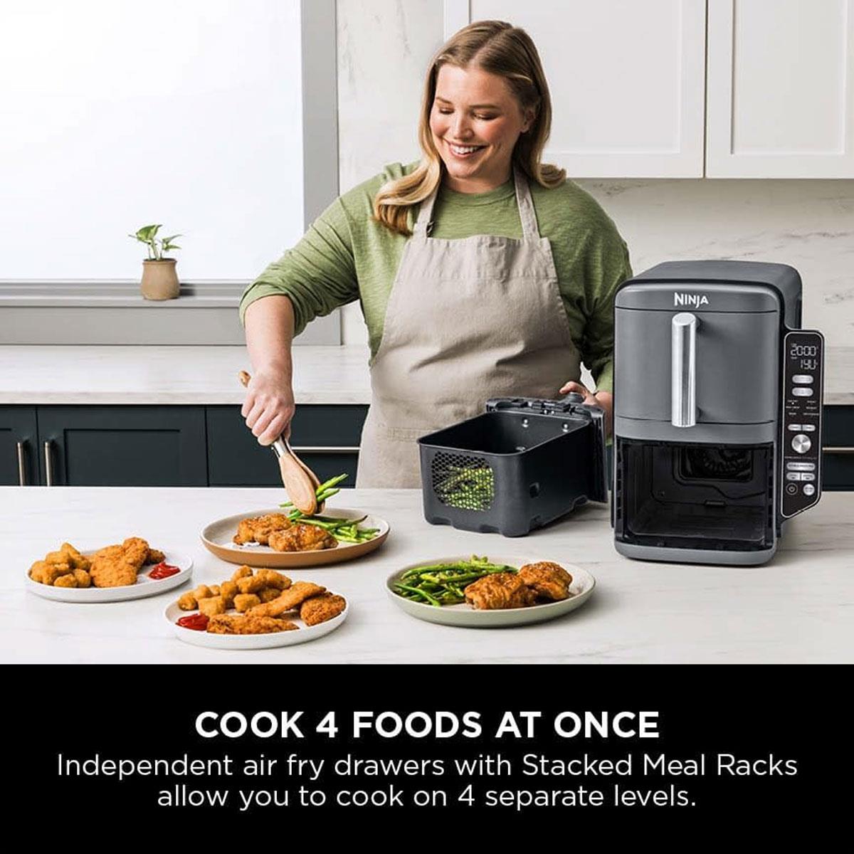 Ninja Foodi Double Stack XL Air Fryer 9.5L 2470W 6 In 1 Cooking Functions Dual Drawers Grey