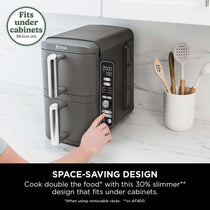 Ninja Foodi Double Stack XL Air Fryer 9.5L 2470W 6 In 1 Cooking Functions Dual Drawers Grey