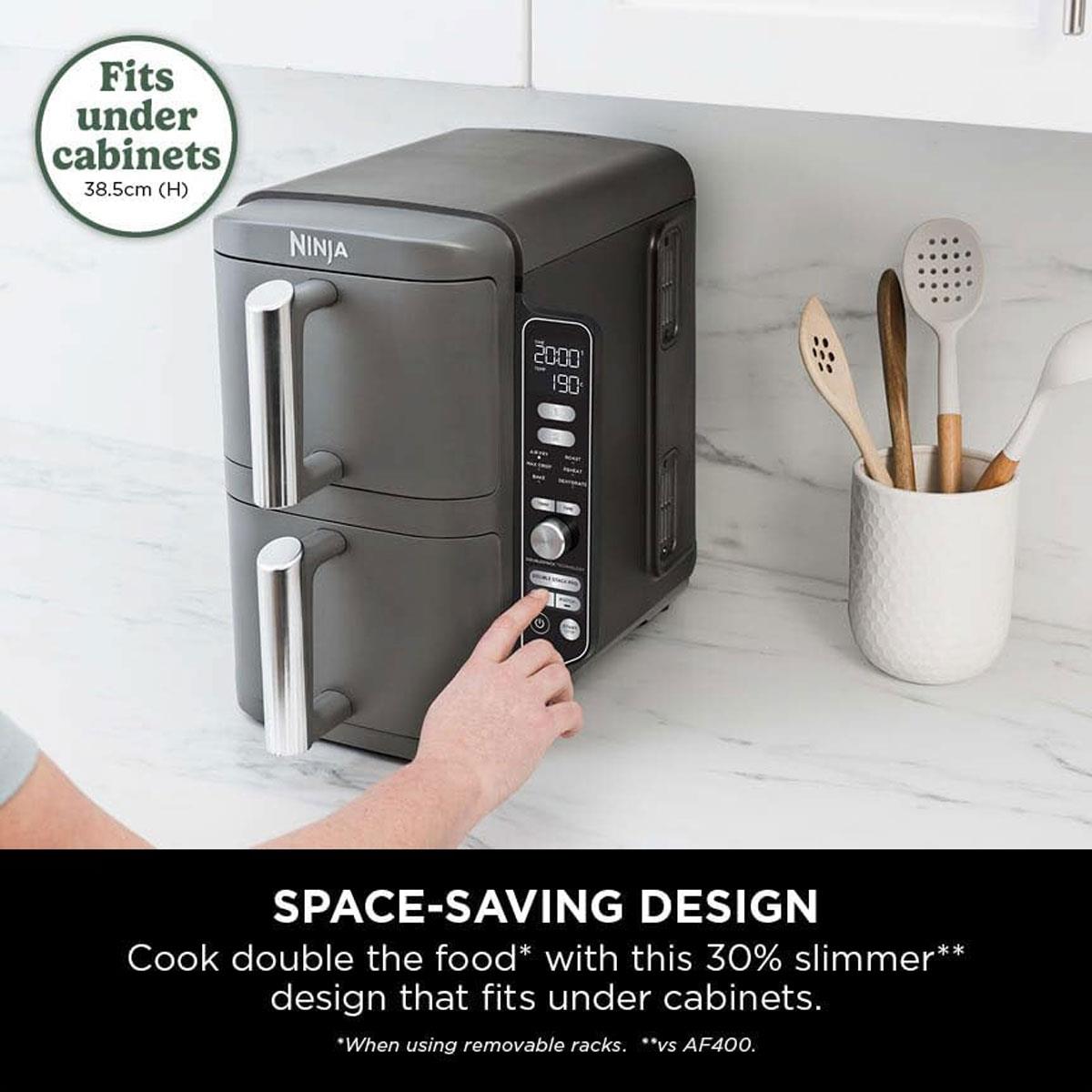 Ninja Foodi Double Stack XL Air Fryer 9.5L 2470W 6 In 1 Cooking Functions Dual Drawers Grey