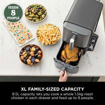 Ninja Foodi Double Stack XL Air Fryer 9.5L 2470W 6 In 1 Cooking Functions Dual Drawers Grey