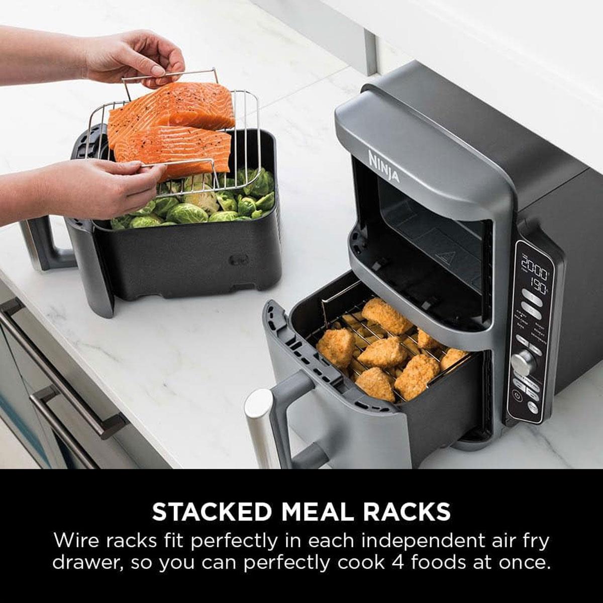Ninja Foodi Double Stack XL Air Fryer 9.5L 2470W 6 In 1 Cooking Functions Dual Drawers Grey