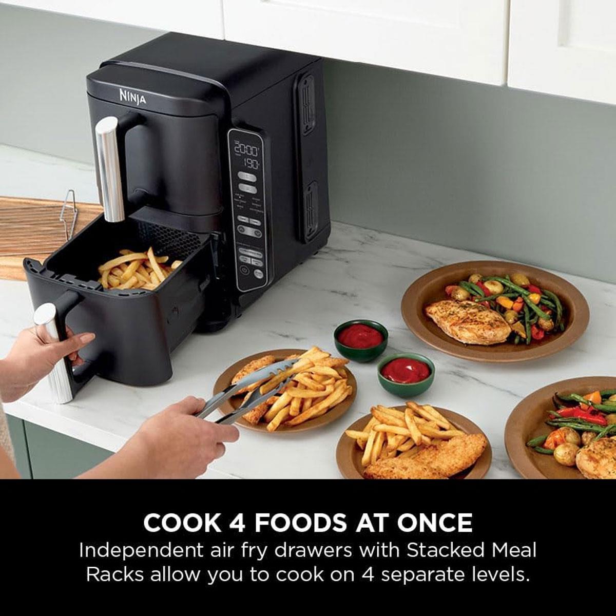 Ninja Foodi Double Stack Air Fryer 7.6L 2470W 6 In 1 Cooking Functions Dual Drawers Black