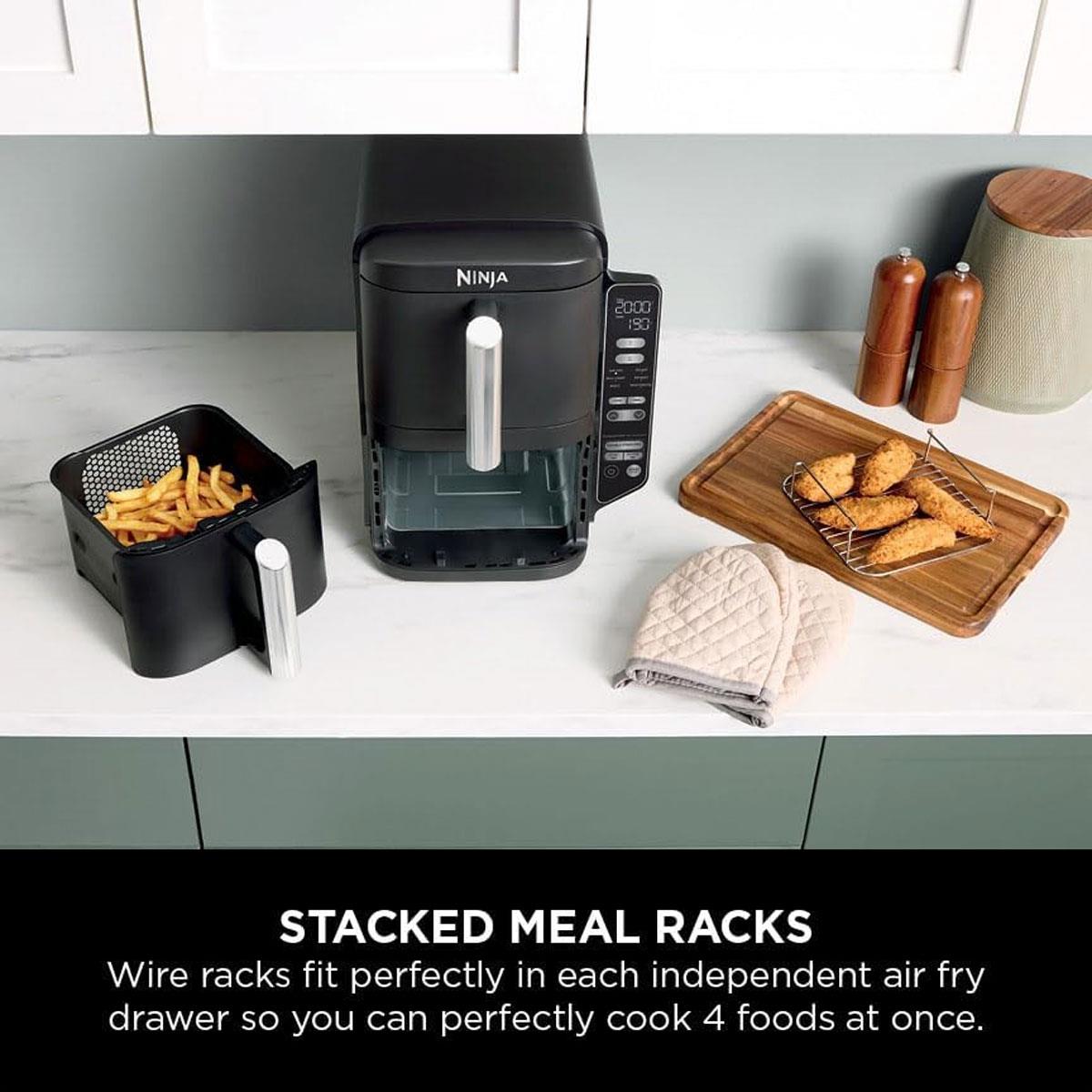 Ninja Foodi Double Stack Air Fryer 7.6L 2470W 6 In 1 Cooking Functions Dual Drawers Black