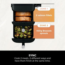 Ninja Foodi Double Stack Air Fryer 7.6L 2470W 6 In 1 Cooking Functions Dual Drawers Black