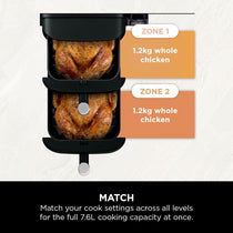 Ninja Foodi Double Stack Air Fryer 7.6L 2470W 6 In 1 Cooking Functions Dual Drawers Black