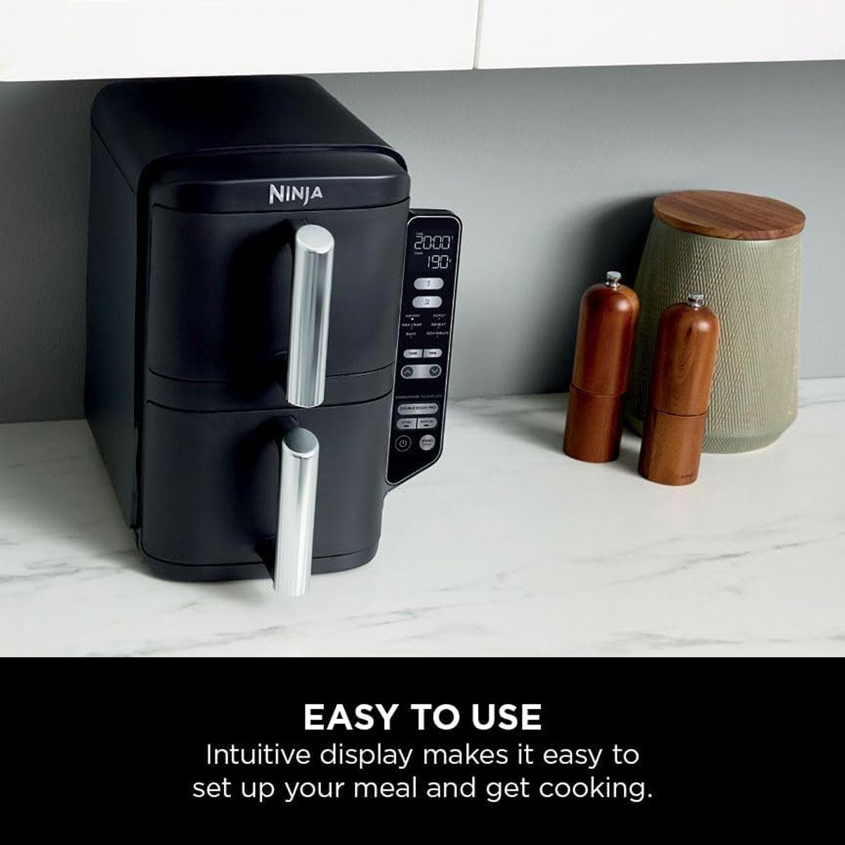Ninja Foodi Double Stack Air Fryer 7.6L 2470W 6 In 1 Cooking Functions Dual Drawers Black