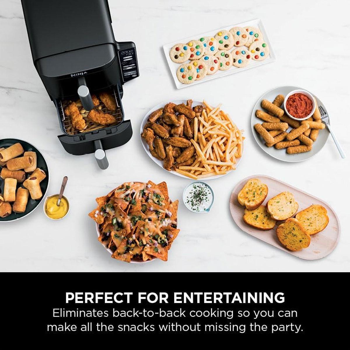 Ninja Foodi Double Stack Air Fryer 7.6L 2470W 6 In 1 Cooking Functions Dual Drawers Black