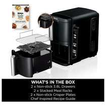 Ninja Foodi Double Stack Air Fryer 7.6L 2470W 6 In 1 Cooking Functions Dual Drawers Black