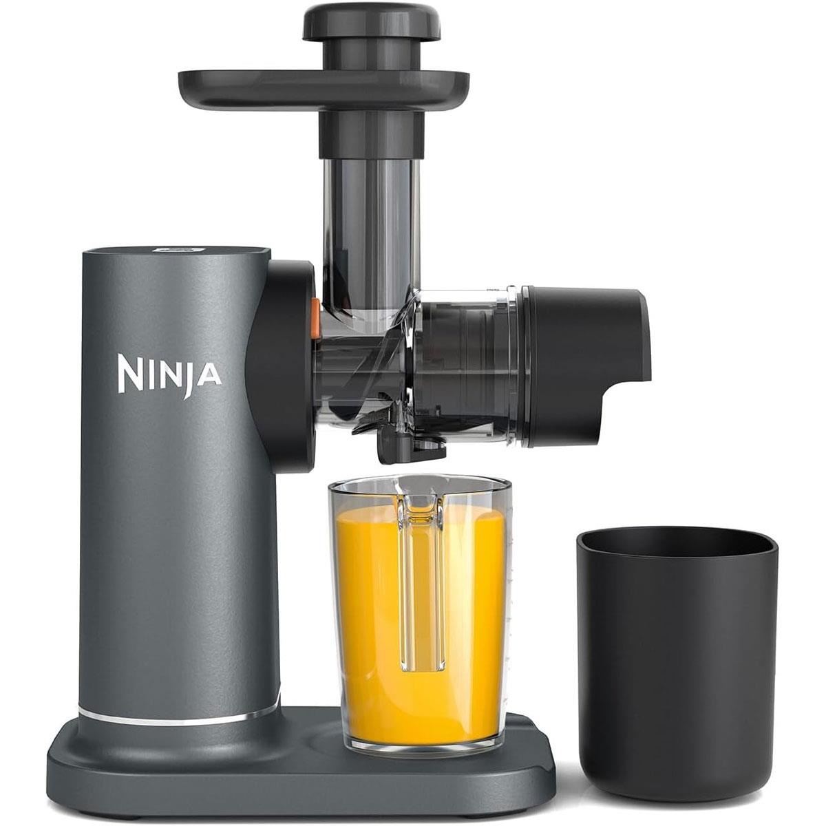 Ninja Cold Press Juicer 150W 700ml Juice Jug 1.1L Pulp Container Anti-Clog Filter Grey & Black