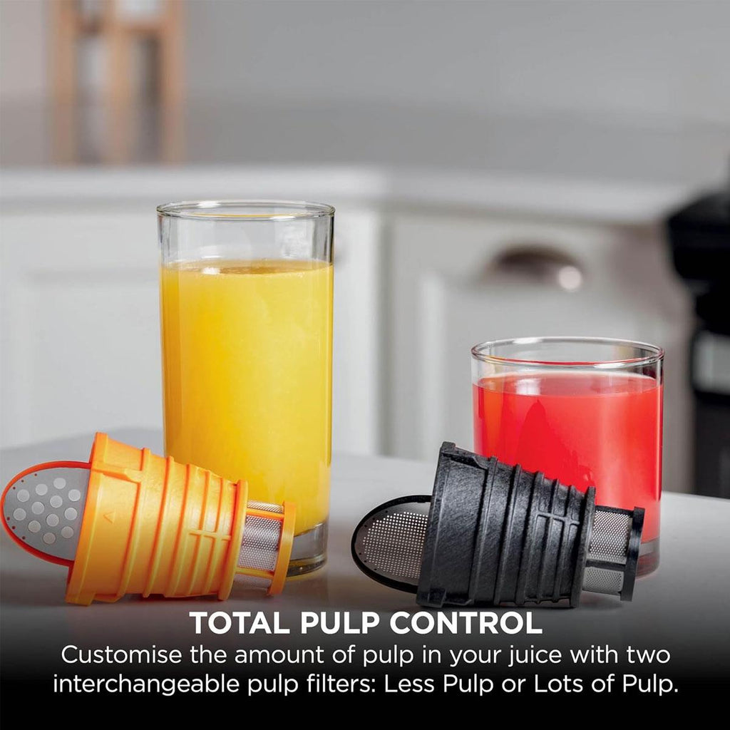Ninja Cold Press Juicer 150W 700ml Juice Jug 1.1L Pulp Container Anti-Clog Filter Grey & Black