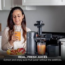 Ninja Cold Press Juicer 150W 700ml Juice Jug 1.1L Pulp Container Anti-Clog Filter Grey & Black
